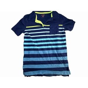 Cat & Jack Boys' Short Sleeve Printed Polo Shirt  Navy/Blue Striped Size Medium